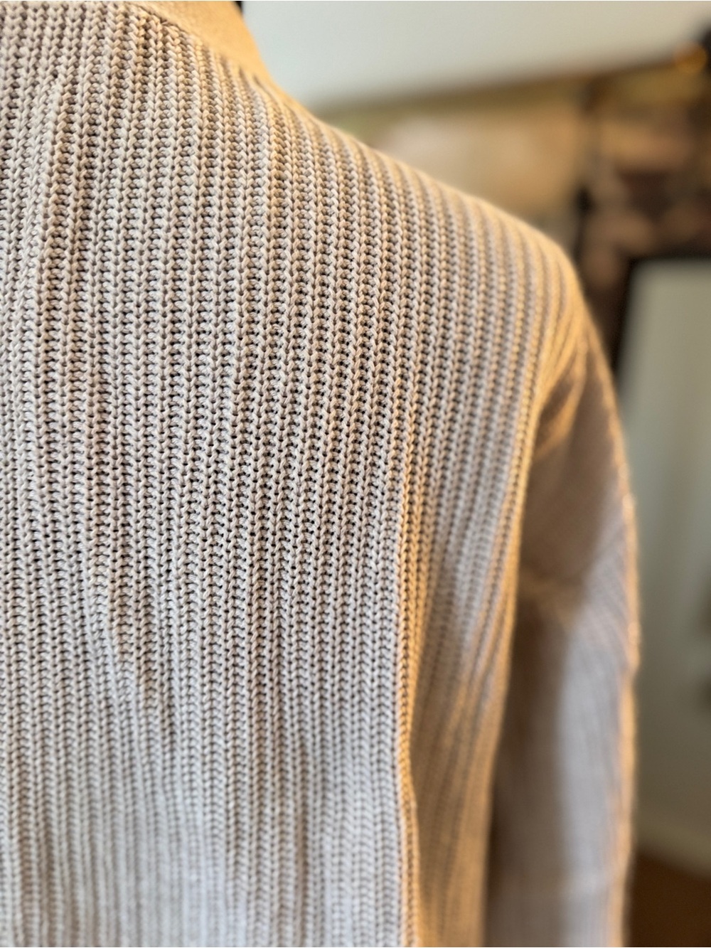 LOFT Cream Ribbed Button-Front Cardigan - Picture 4 of 5